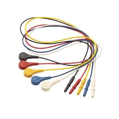 Reusable Standard Button Electrode Leads - Set of 5 (RBWYK) - Pure Tone Diagnostics