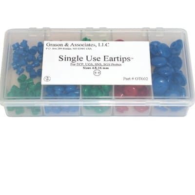 Grason OT Series TEOAE Eartip Kit in Plastic Box - 175 / kit (25 of ea 4.8mm - 16mm) - Pure Tone Diagnostics